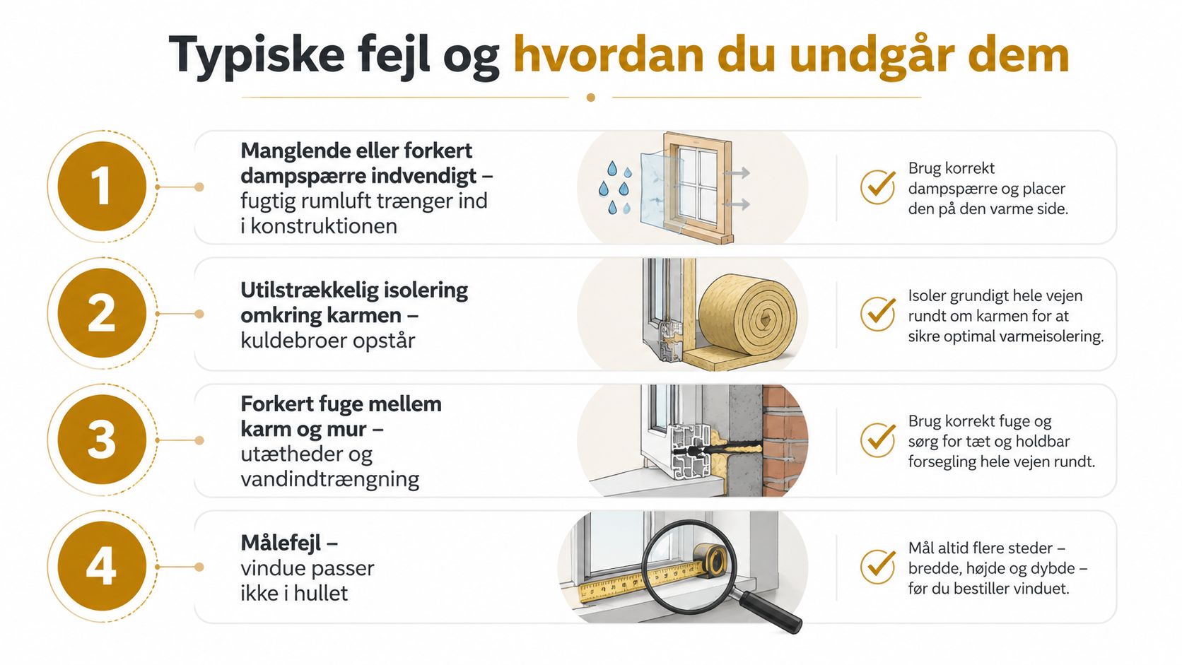 En oversigt over typiske fejl ved udskiftning af vinduer og hvordan man undgår dem korrekt.
